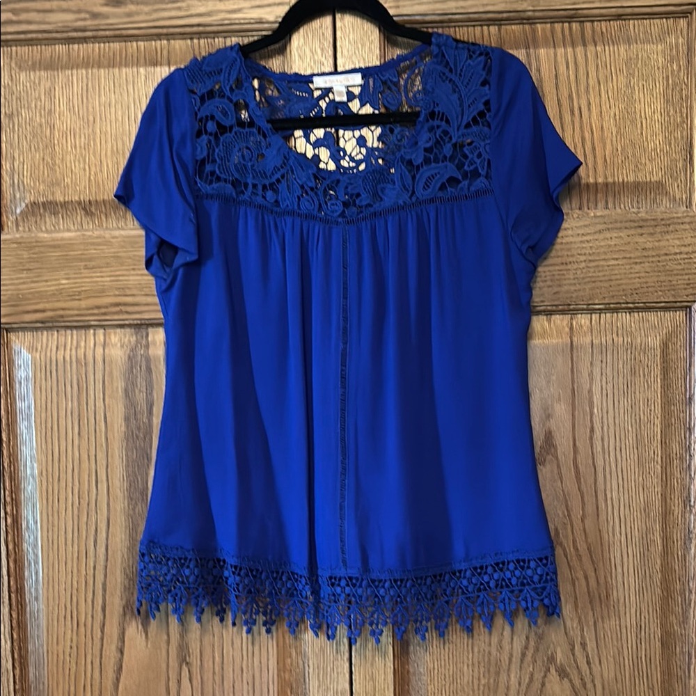 Skies Are Blue Lace Blouse Relaxed Fit